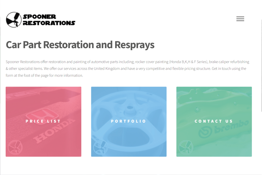 Spooner Restorations Website Design